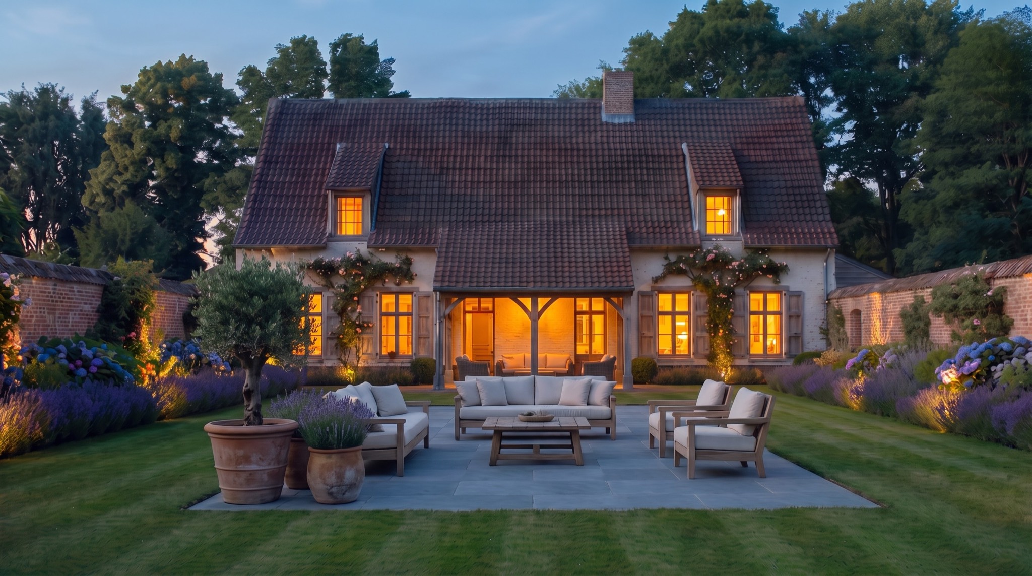 Afgewerkt terras in de avond